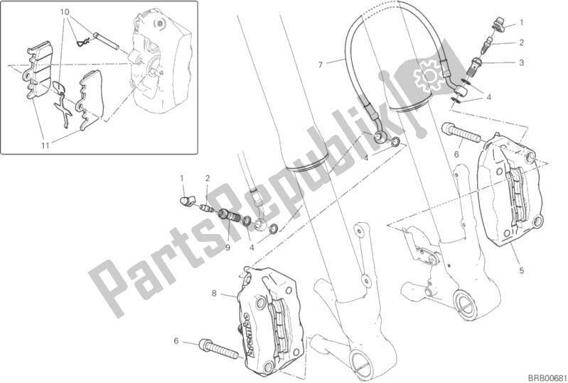 All parts for the Front Brake System of the Ducati Hypermotard 950 2020